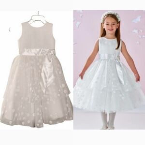 JOAN CALABRESE for Mon Cheri NWT White Polka Dot Dress, Size 5